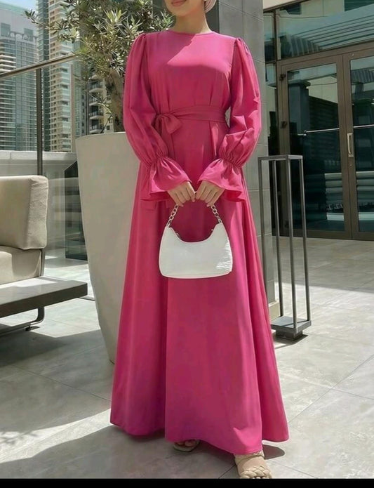 Hot Pink Satin Dress