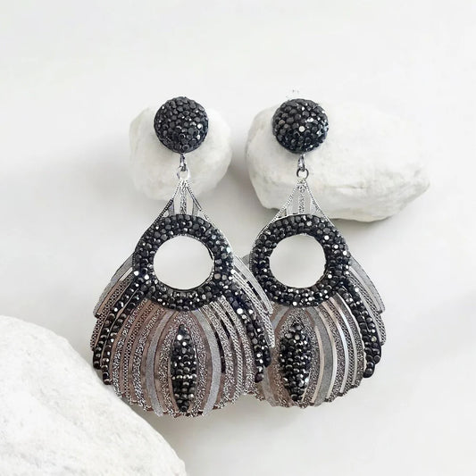 18K Gold/Silver Plated Australian Crystal Peacock Feather Design Earrings