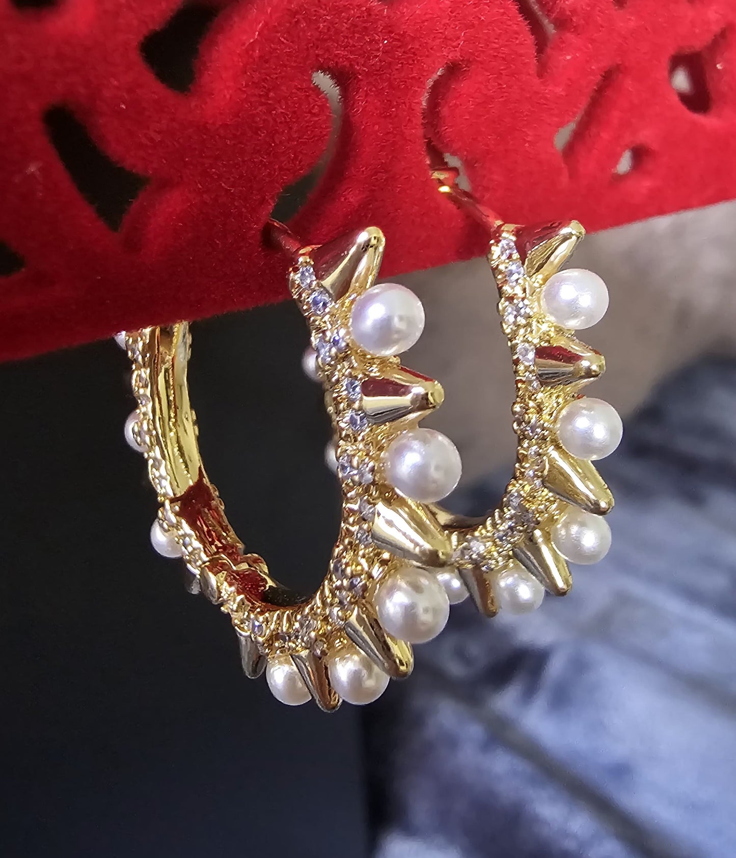 Spike Loop with Pearls Earrings