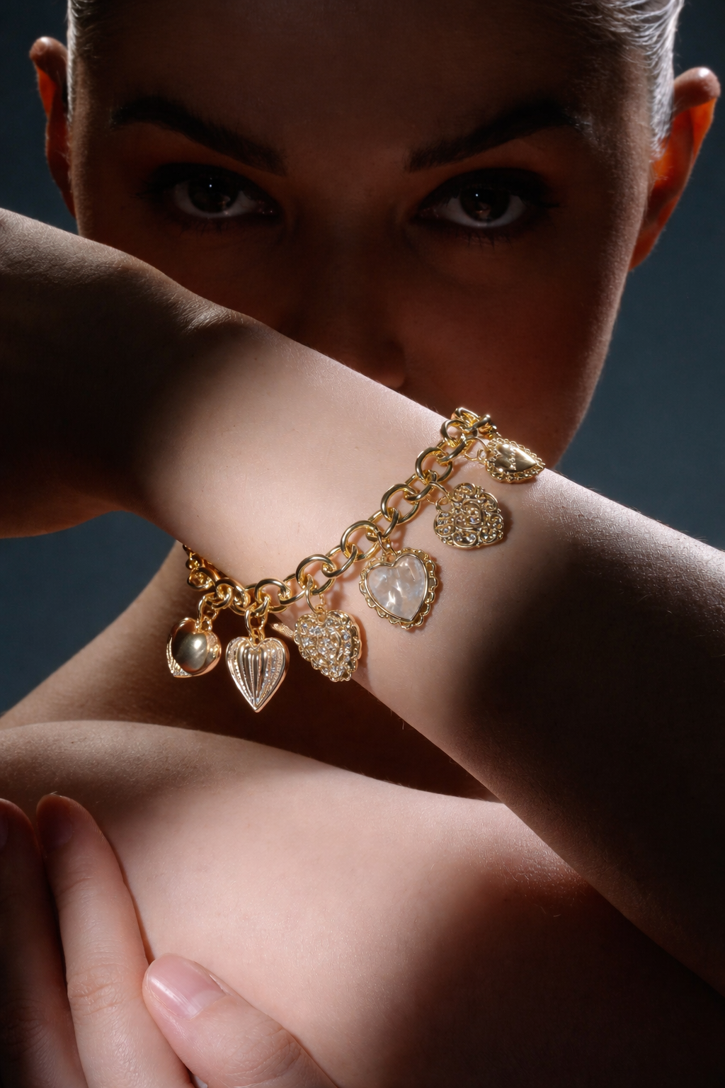 Assorted Mother of Pearls Charm Bracelet | Heart Shaped