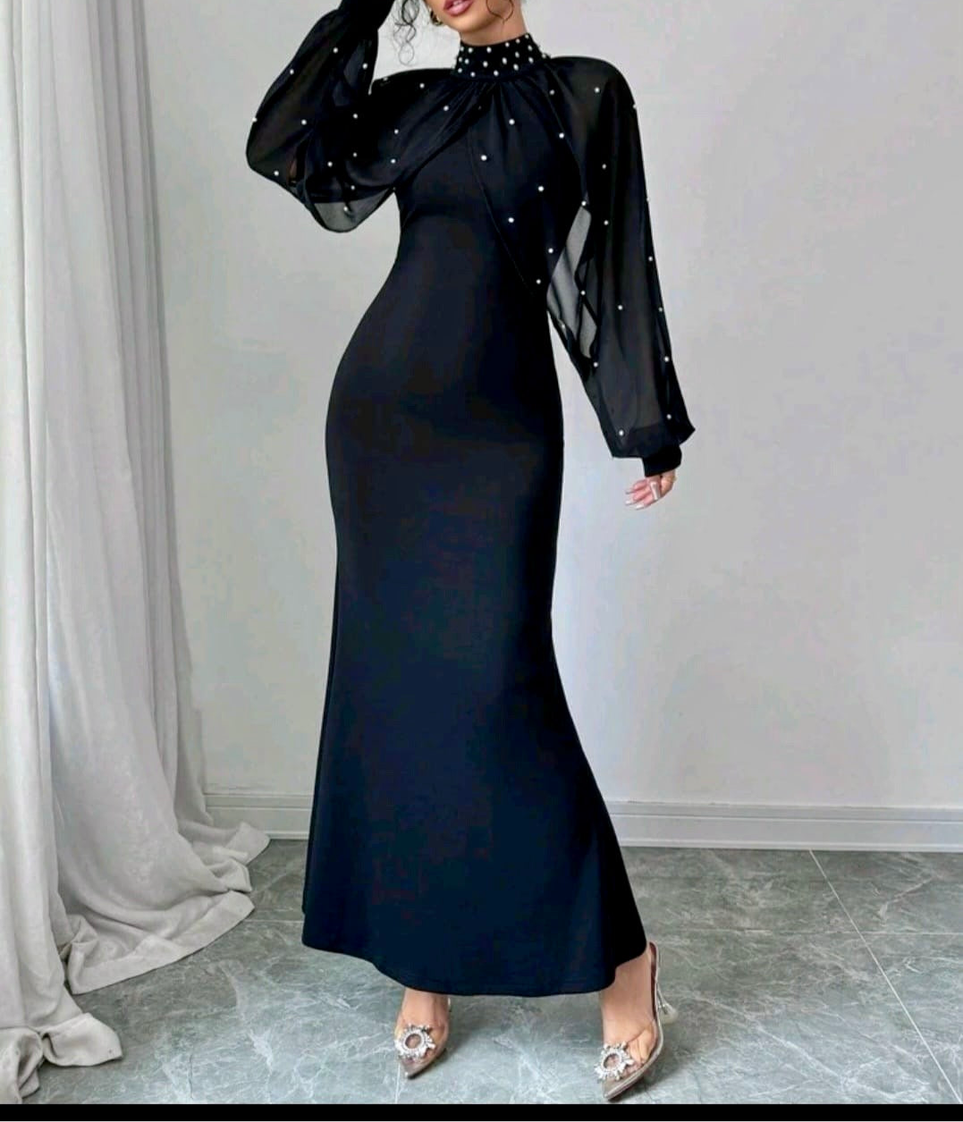 Timeless Black Pearl Midi Dress