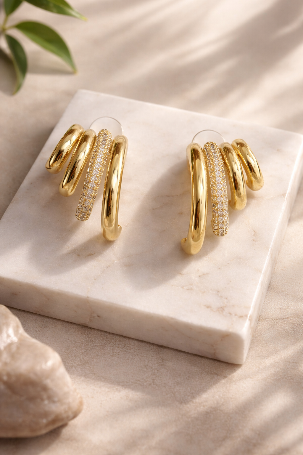 Golden Serpentine Luxe Layered Hoop Earrings