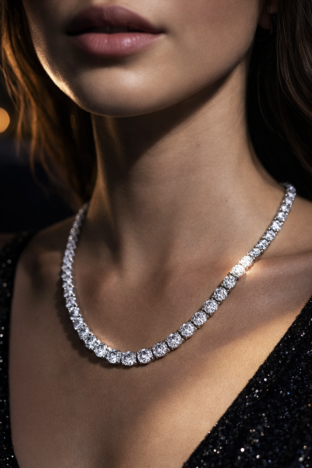 Tennis Necklace | Stainless Steel | Lab Diamonds
