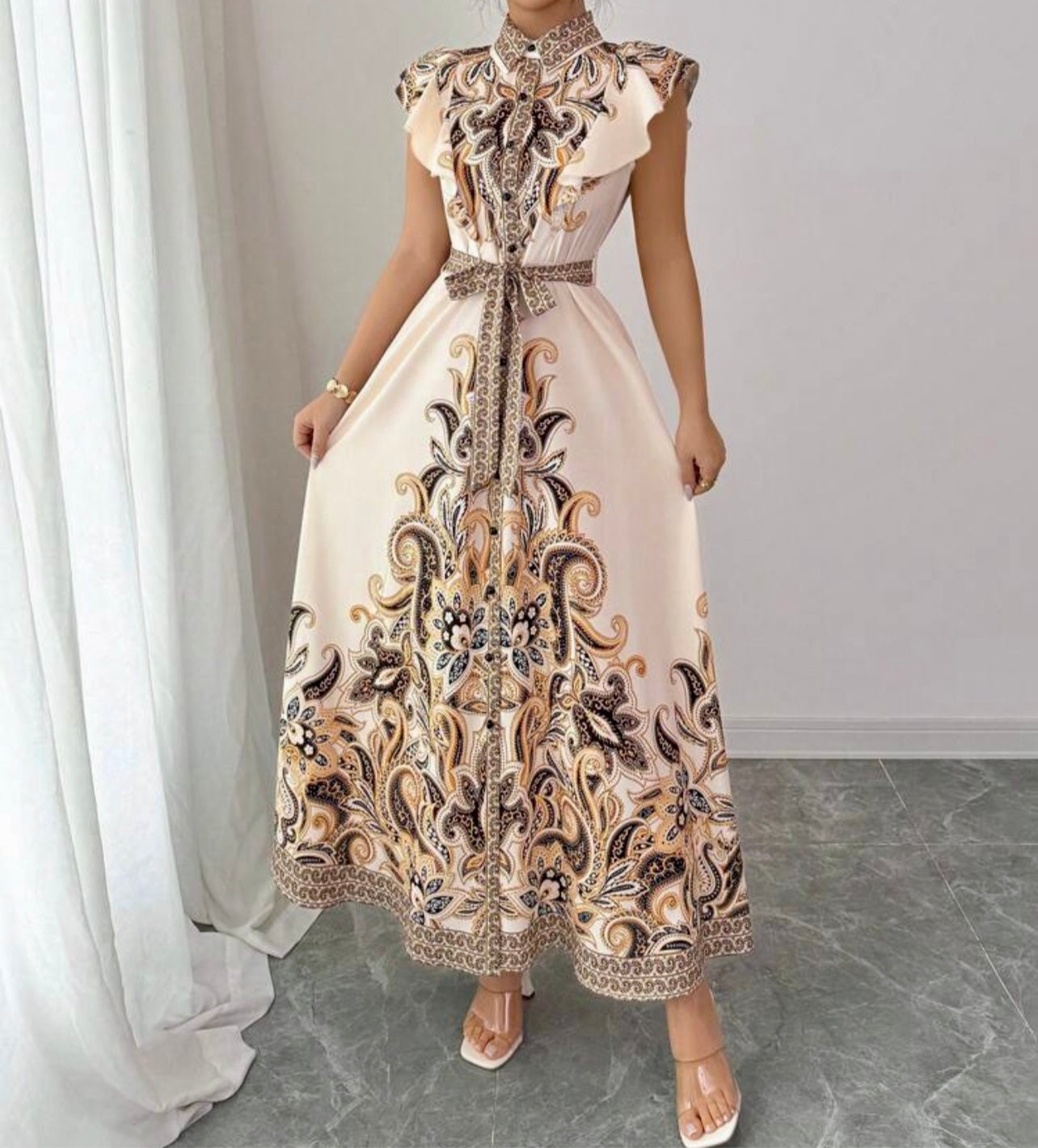 Grand Summer Pleated Maxi Dress