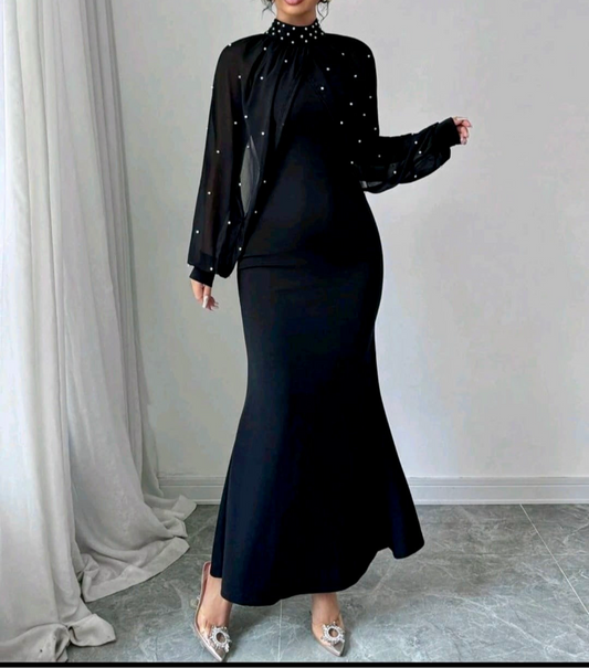 Timeless Black Pearl Midi Dress