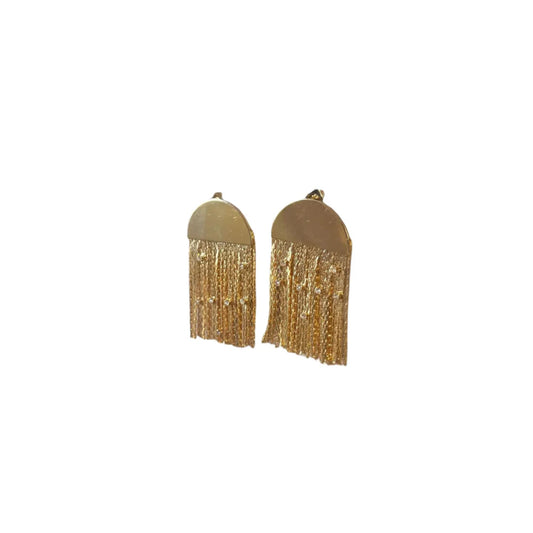 18K Gold Half Round Dangle Studs