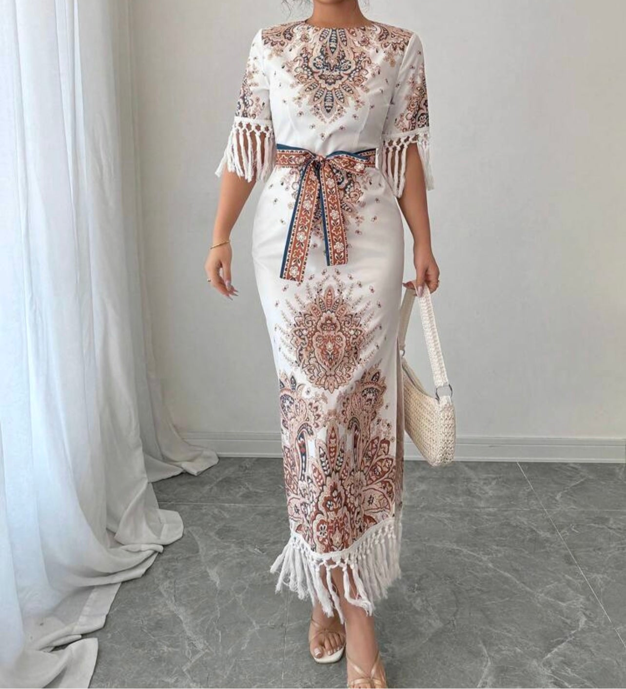 Boho Royalty Printed Tassel Dress – Summer Statement Style
