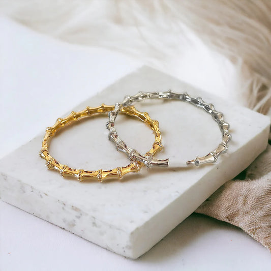 Zen Glow Bamboo Bangle in 18K Gold/Silver