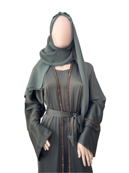 Turquoise Satin Abaya