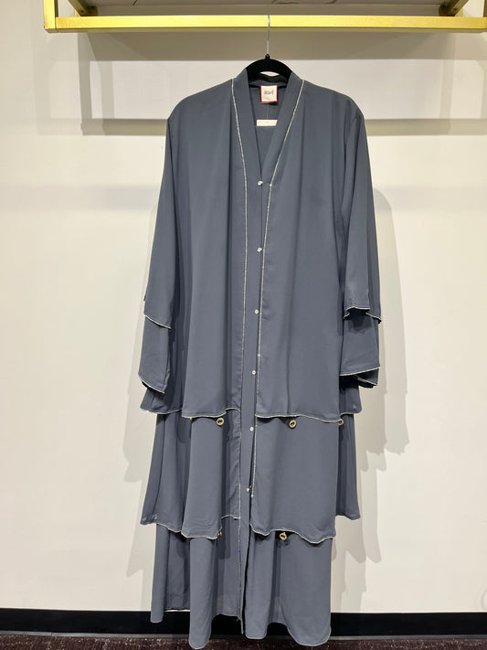 Charcoal Grey Layered Modest Abaya Dress