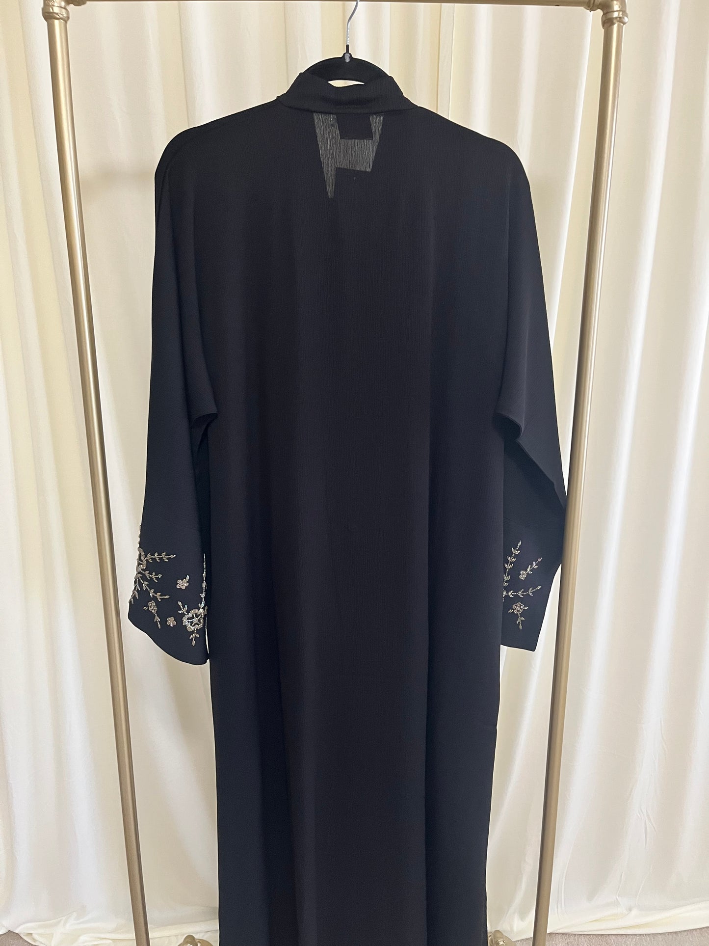 The Midnight Stardust Crinkle Abaya-Handmade