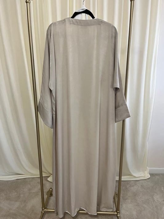 Luxury Champagne Satin Open Abaya β Minimal Elegant Kimono Style