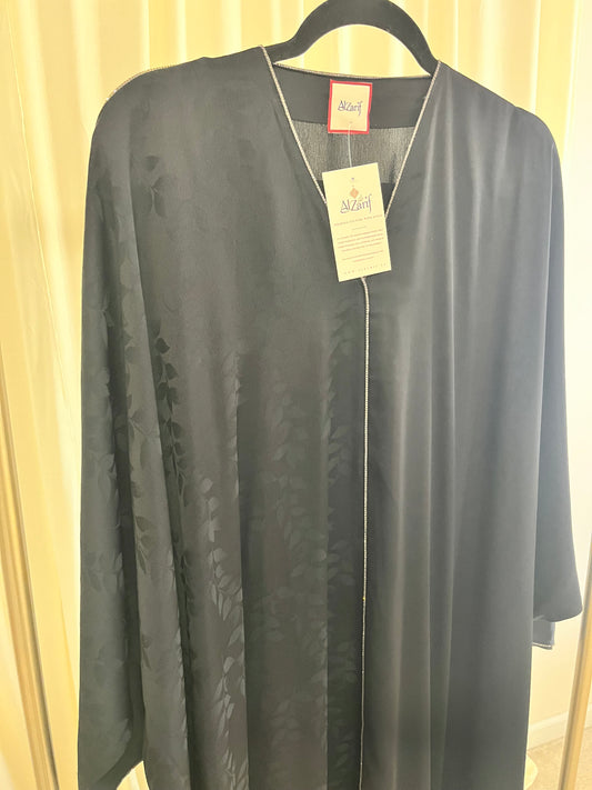 Midnight Botanical Silk-Touch Abaya