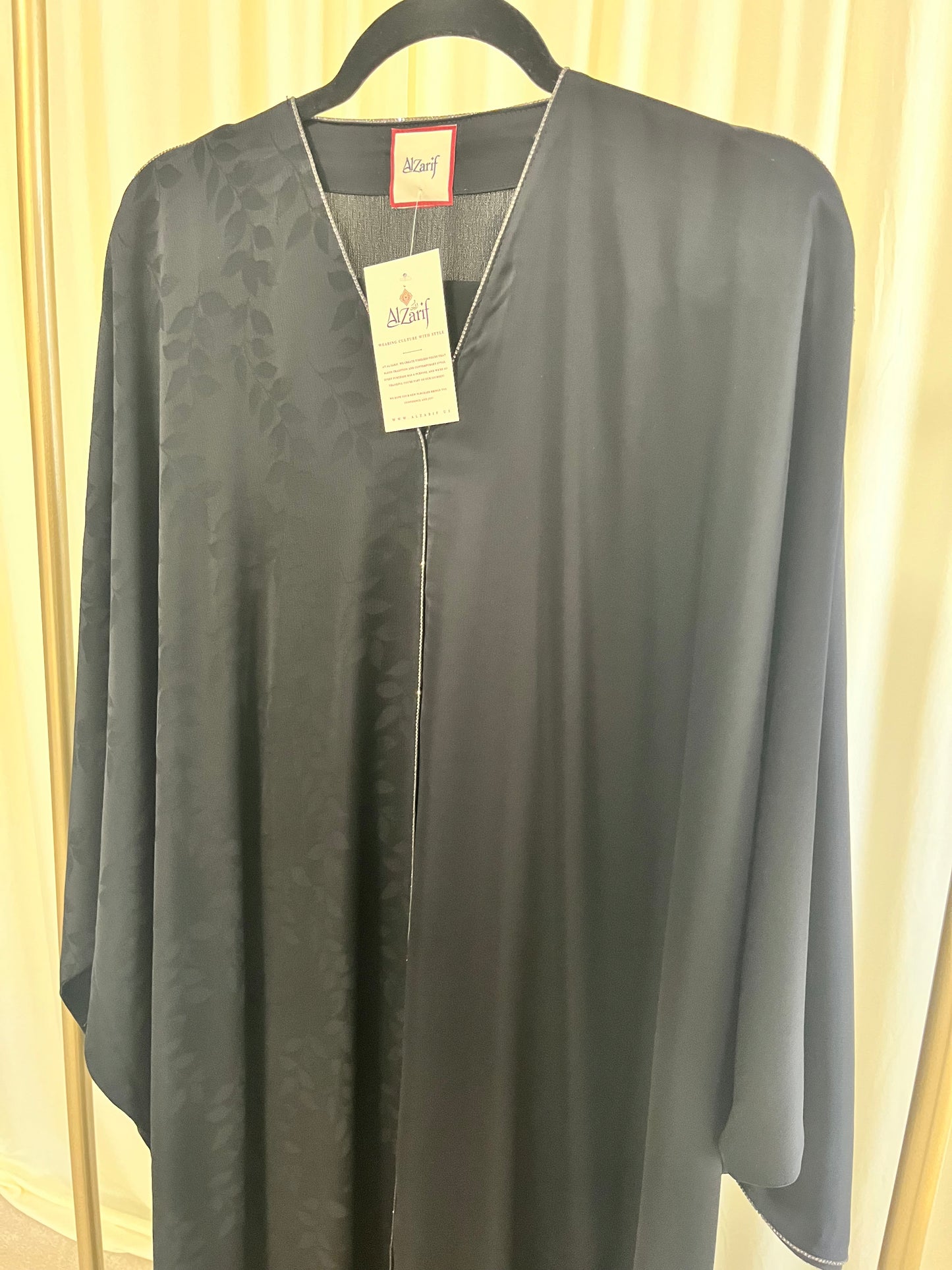 Midnight Botanical Silk-Touch Abaya