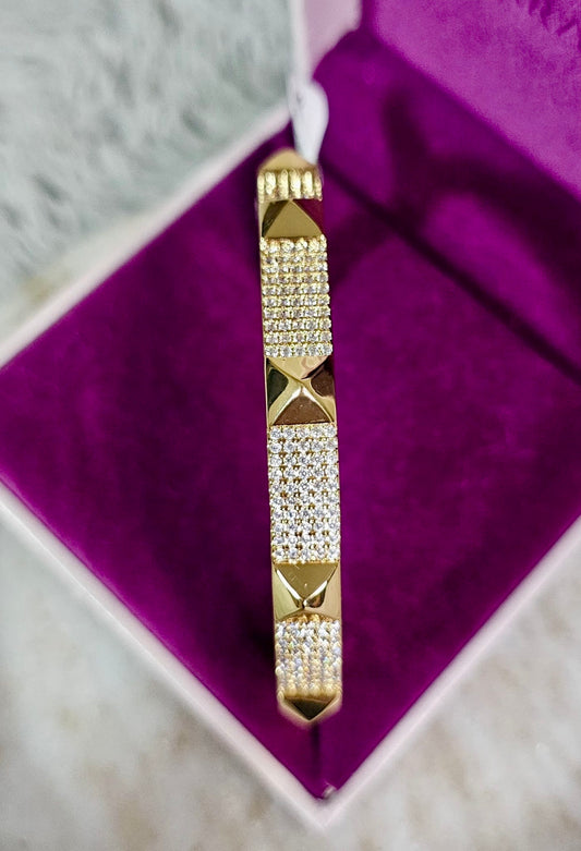Gilded Edge CZ Stud Bangle – Bold Sparkle with a Modern Twist