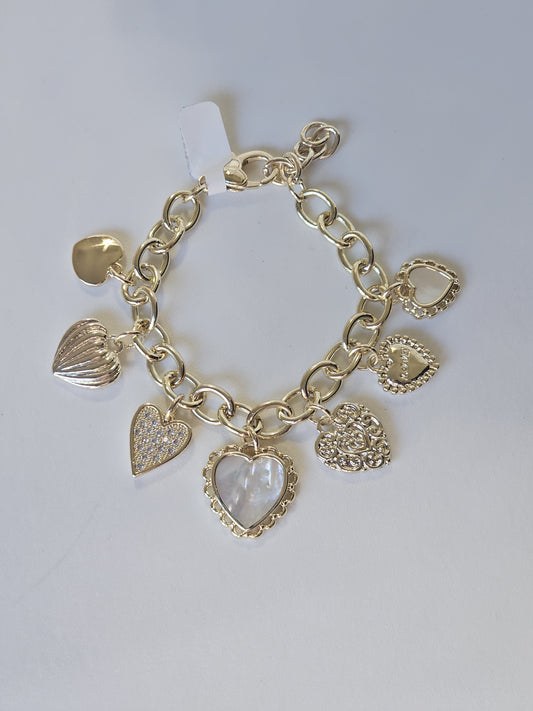 Assorted Mother of Pearls Charm Bracelet | Heart Shaped