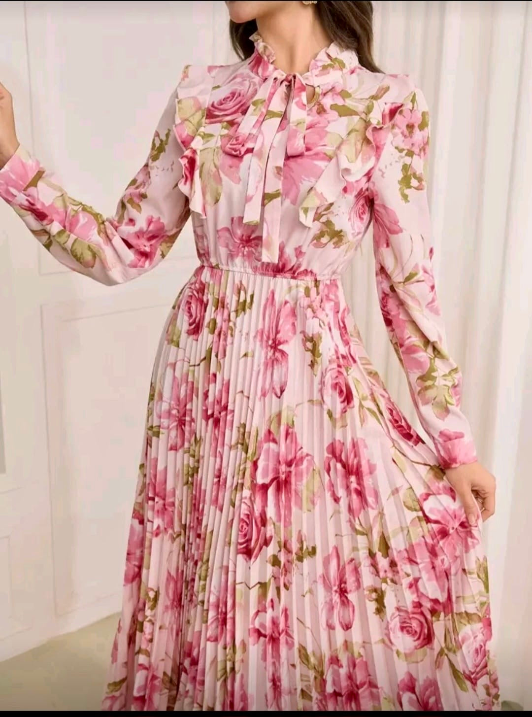 Pink Flower Crumble Bottom Gown