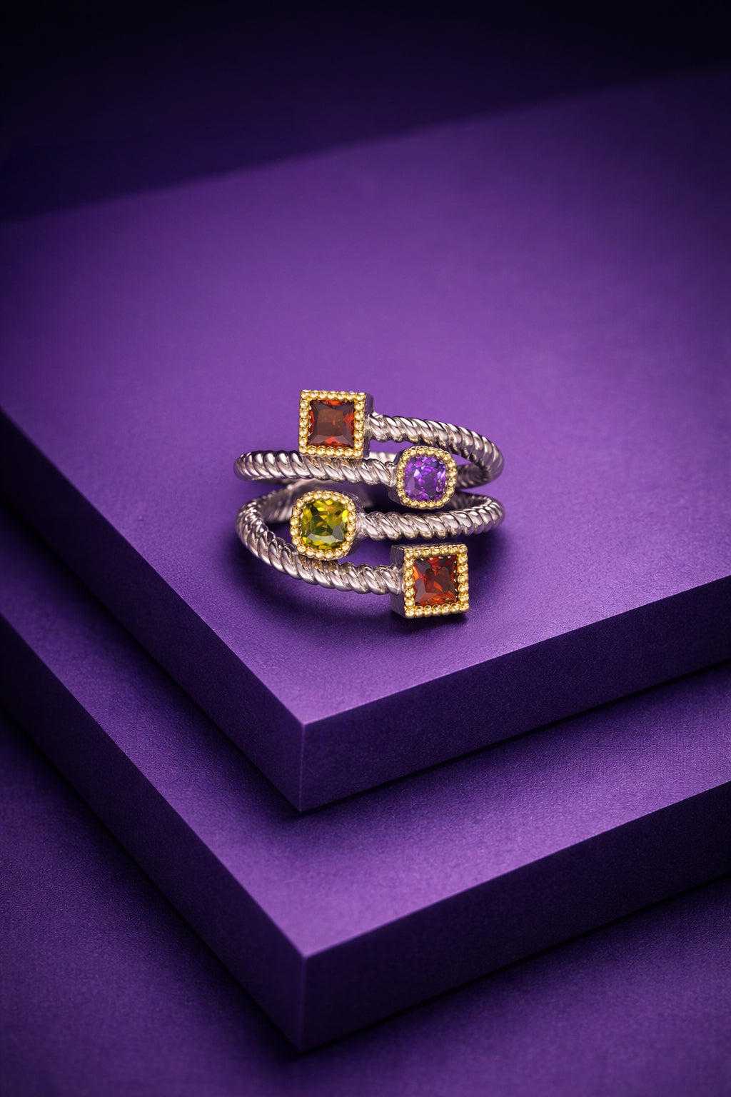 Multi Color Stone Ring – Elegant Colorful Gemstone Statement Ring