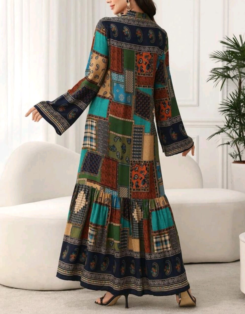Neck Embroidery Stylish Summer Gown