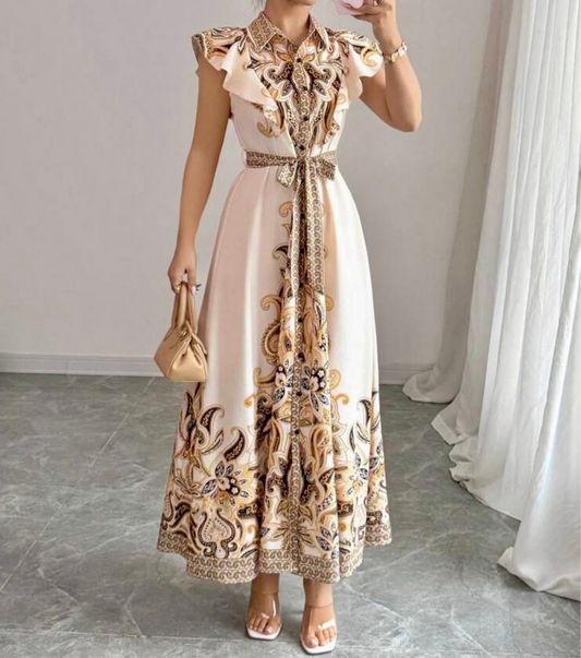 Grand Summer Pleated Maxi Dress