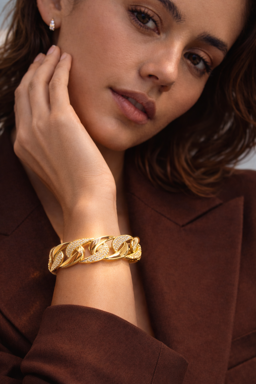 18K Gold Plated Stainless Steel Chain-link cuff