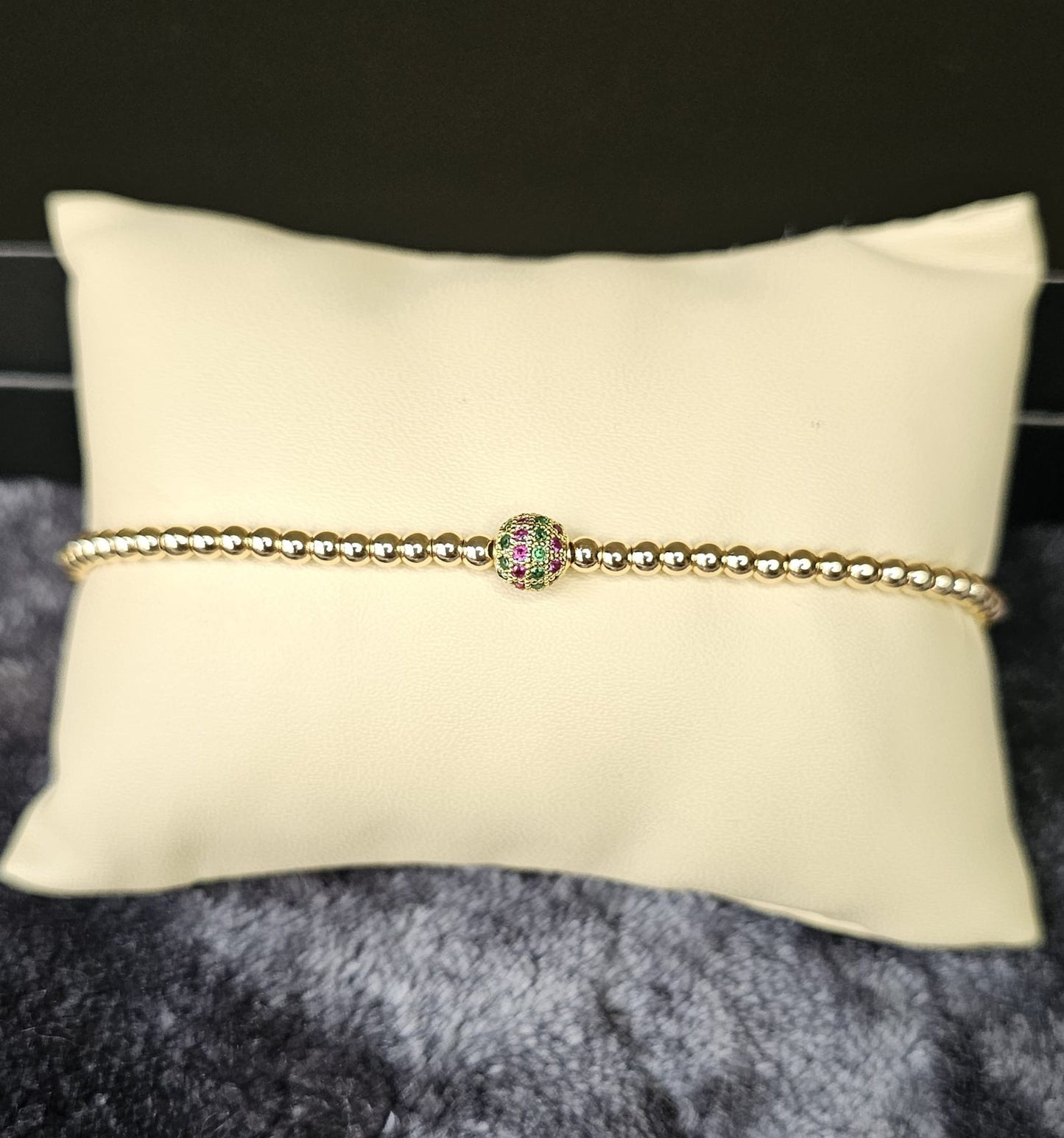 Aurum Relic Beaded Bracelet with colored CZ Stones