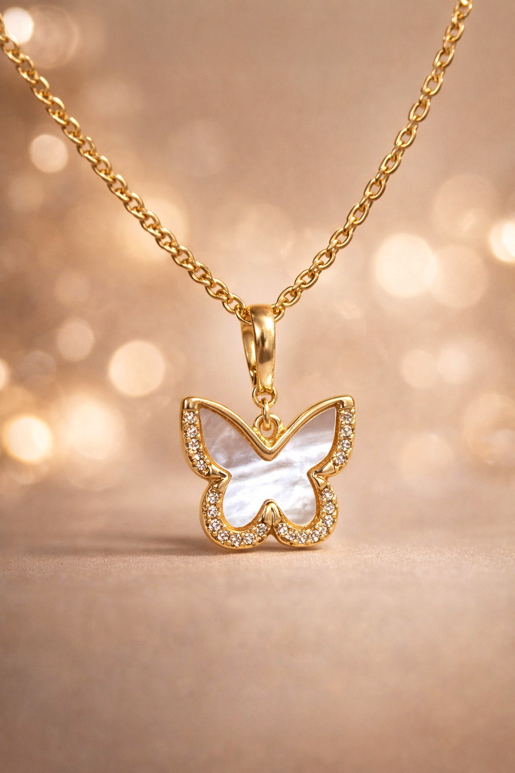 Mini Butterfly Charm with Pearls