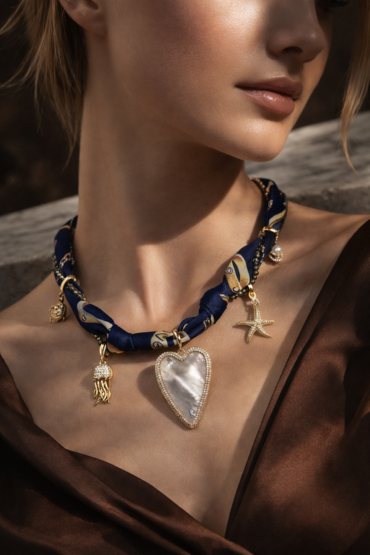 Scarf Necklace With Charm