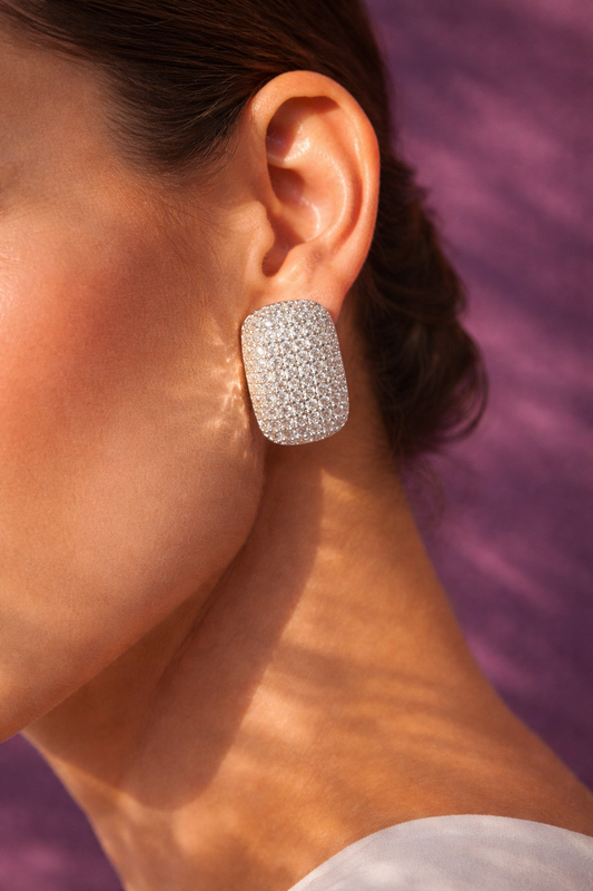 Radiant Grace Silver Diamond Ear Cuff