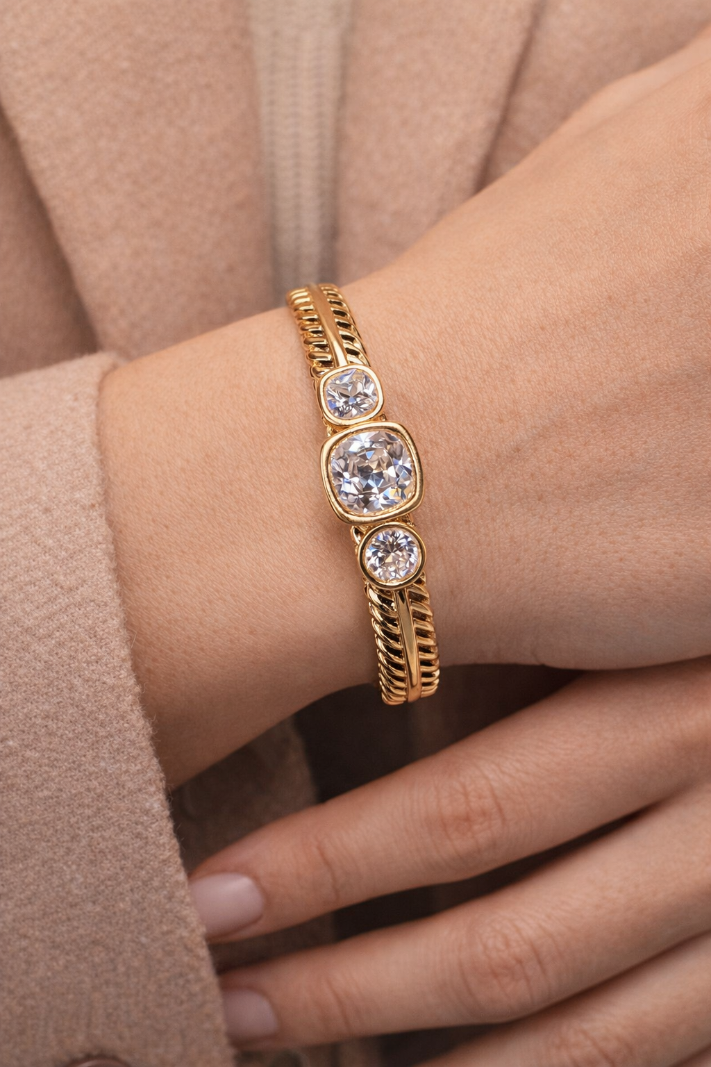 Elegant Three Stone Bracelet with Timeless Sparkle