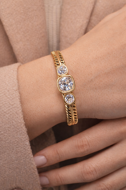 Elegant Three Stone Bracelet with Timeless Sparkle