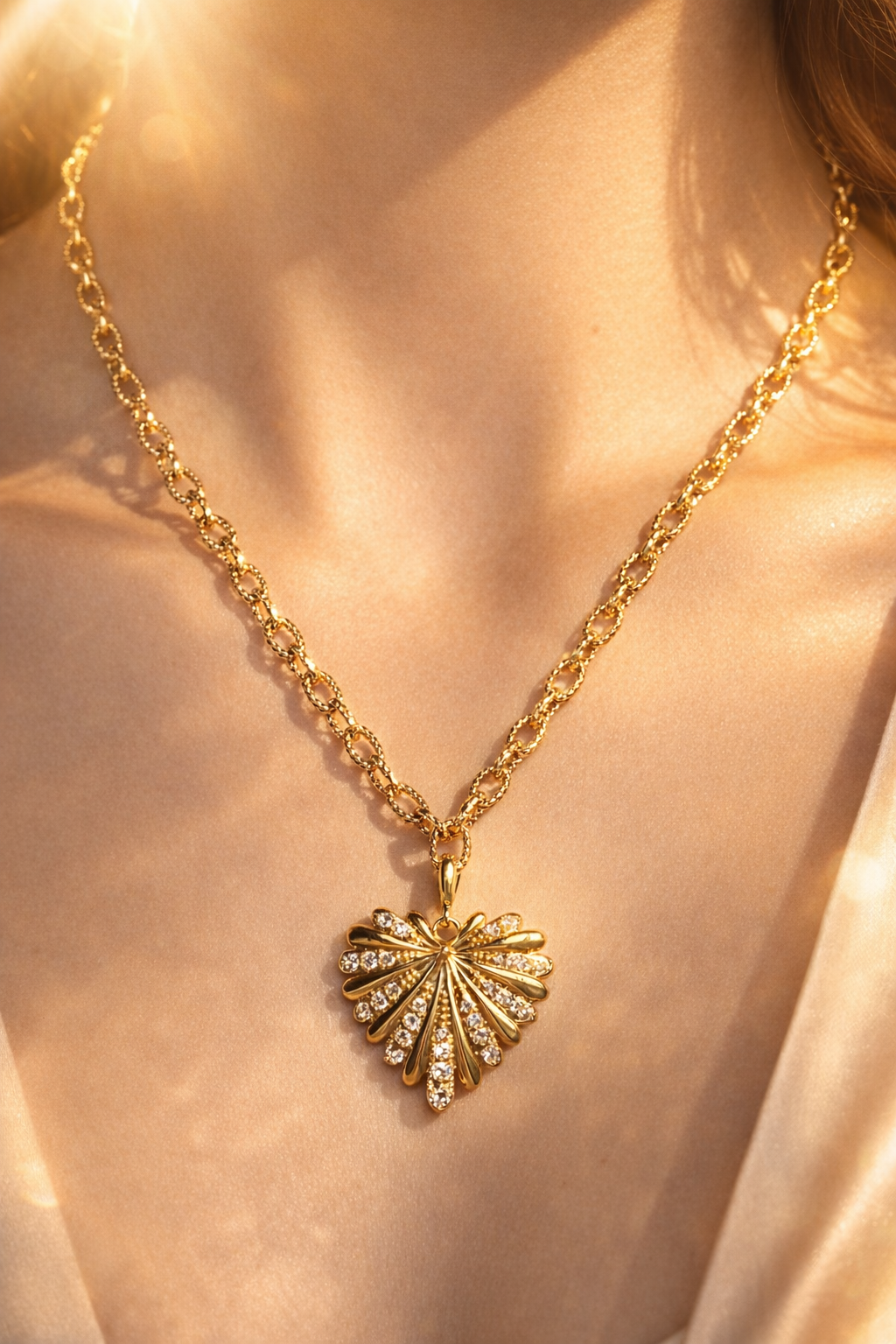 Long Patterned Necklace & Charm