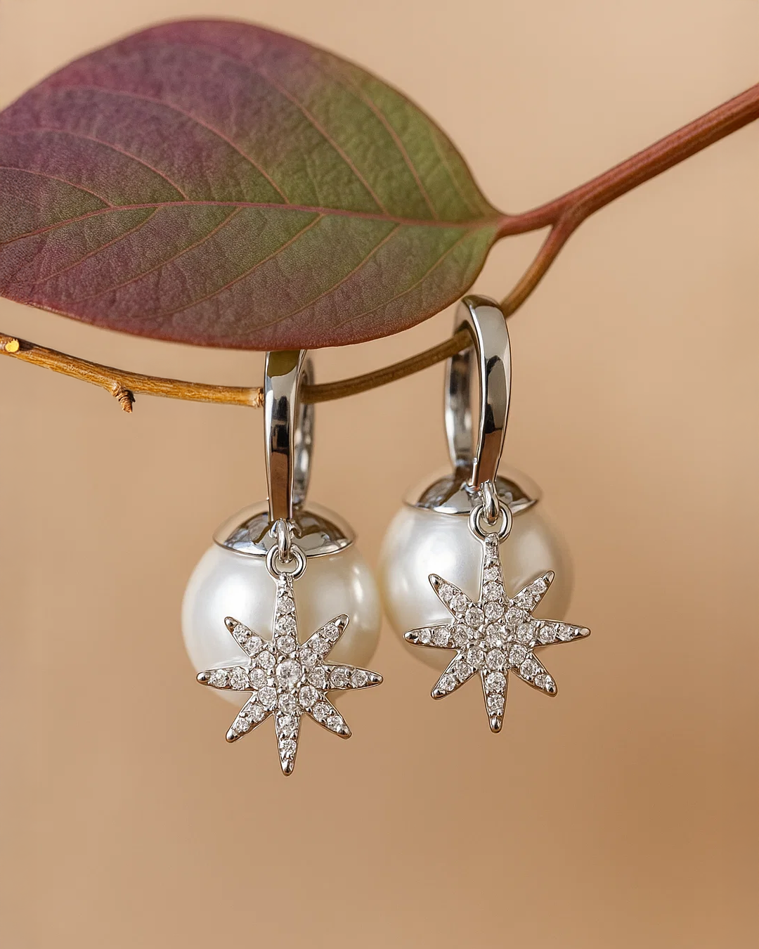 Celestial Glow Pearl Drop Earrings