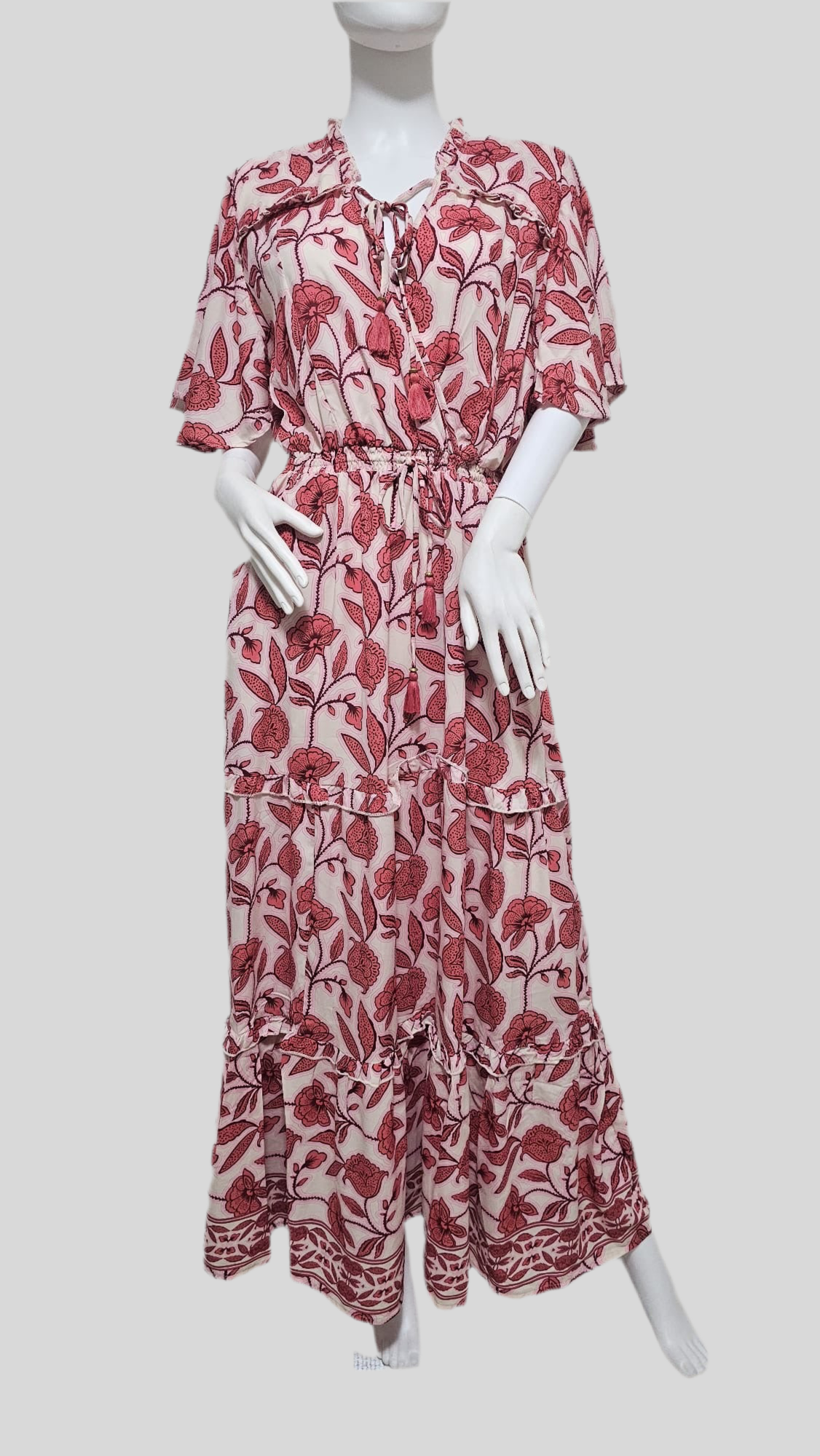 Rosé Bloom Printed Maxi Dress