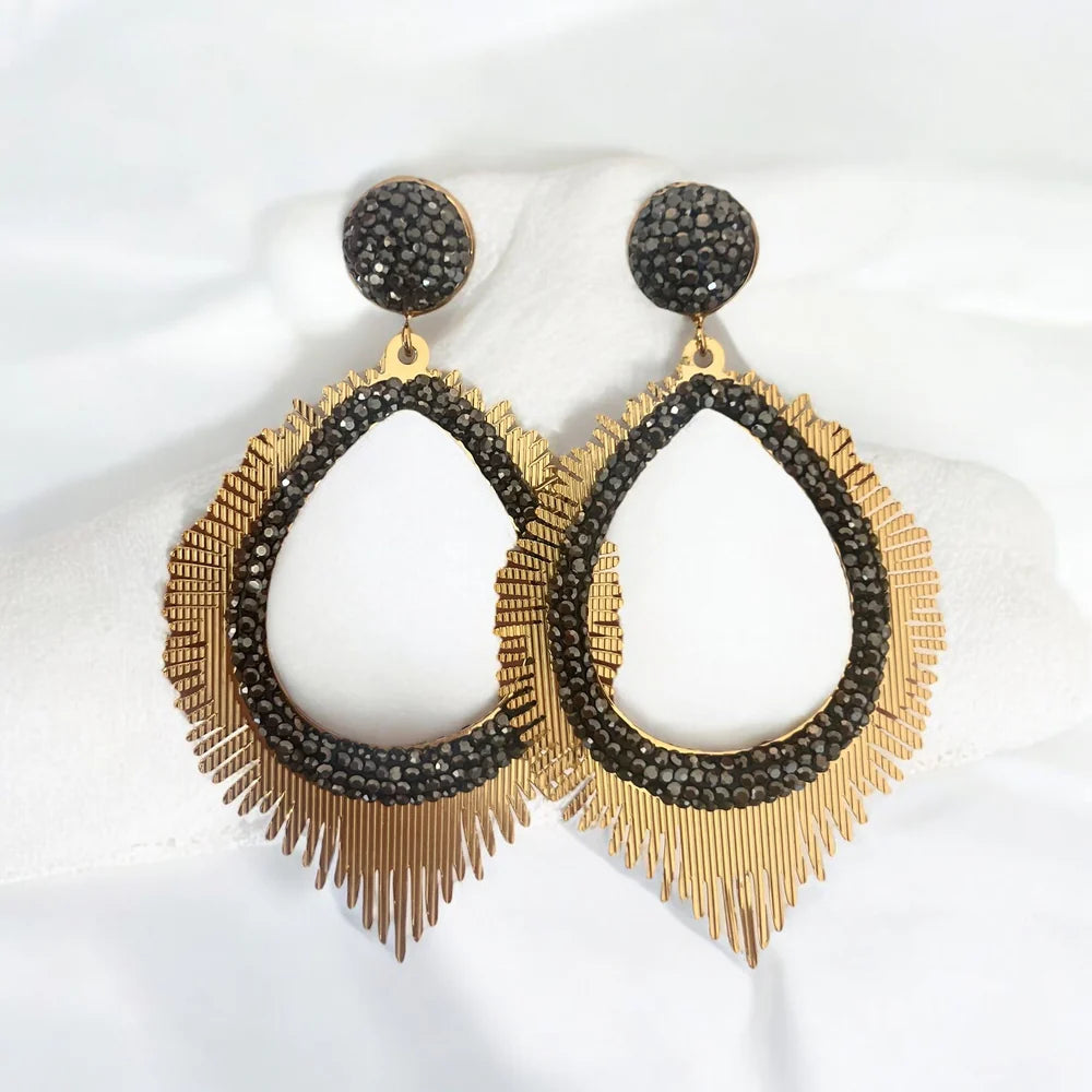 18K Gold/Silver Plated Australian Crystal Sun Design Earrings