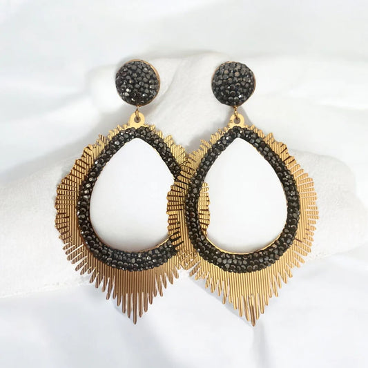 18K Gold/Silver Plated Australian Crystal Sun Design Earrings