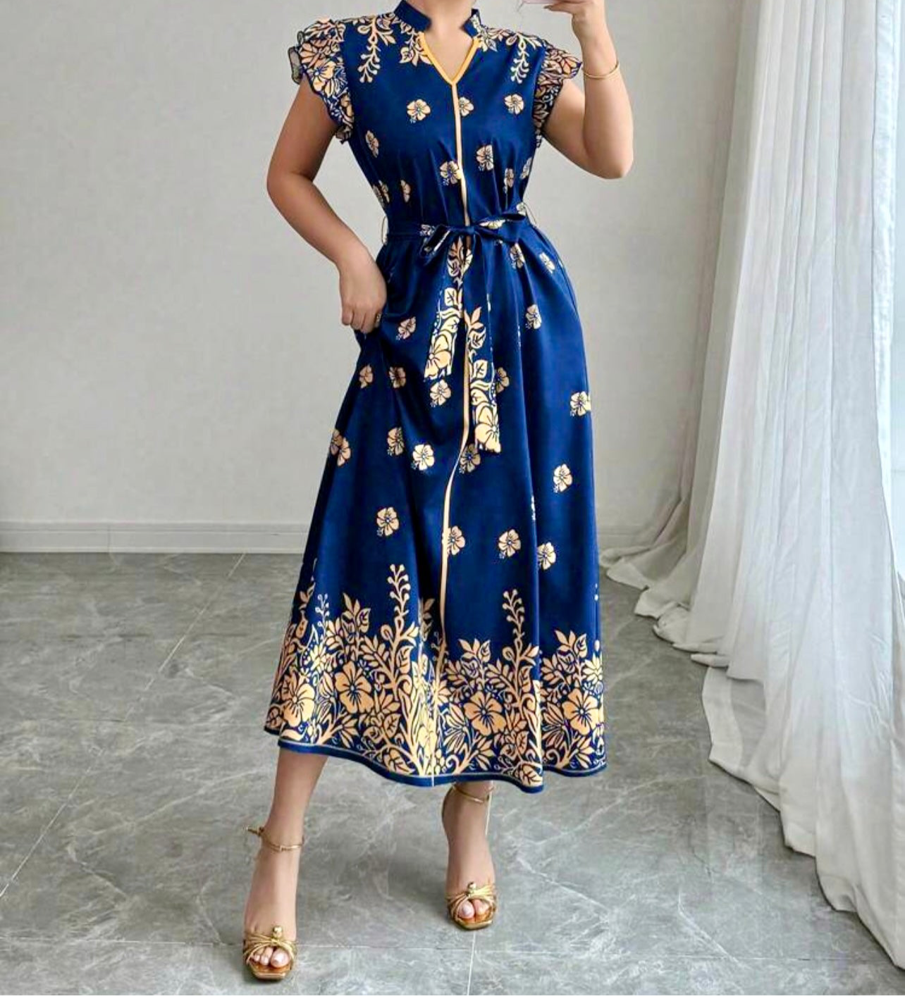 Azure Blossom Summer Dress