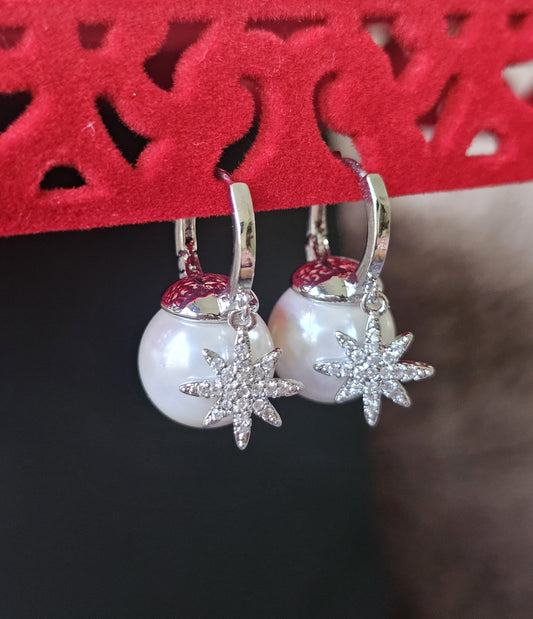 Celestial Glow Pearl Drop Earrings