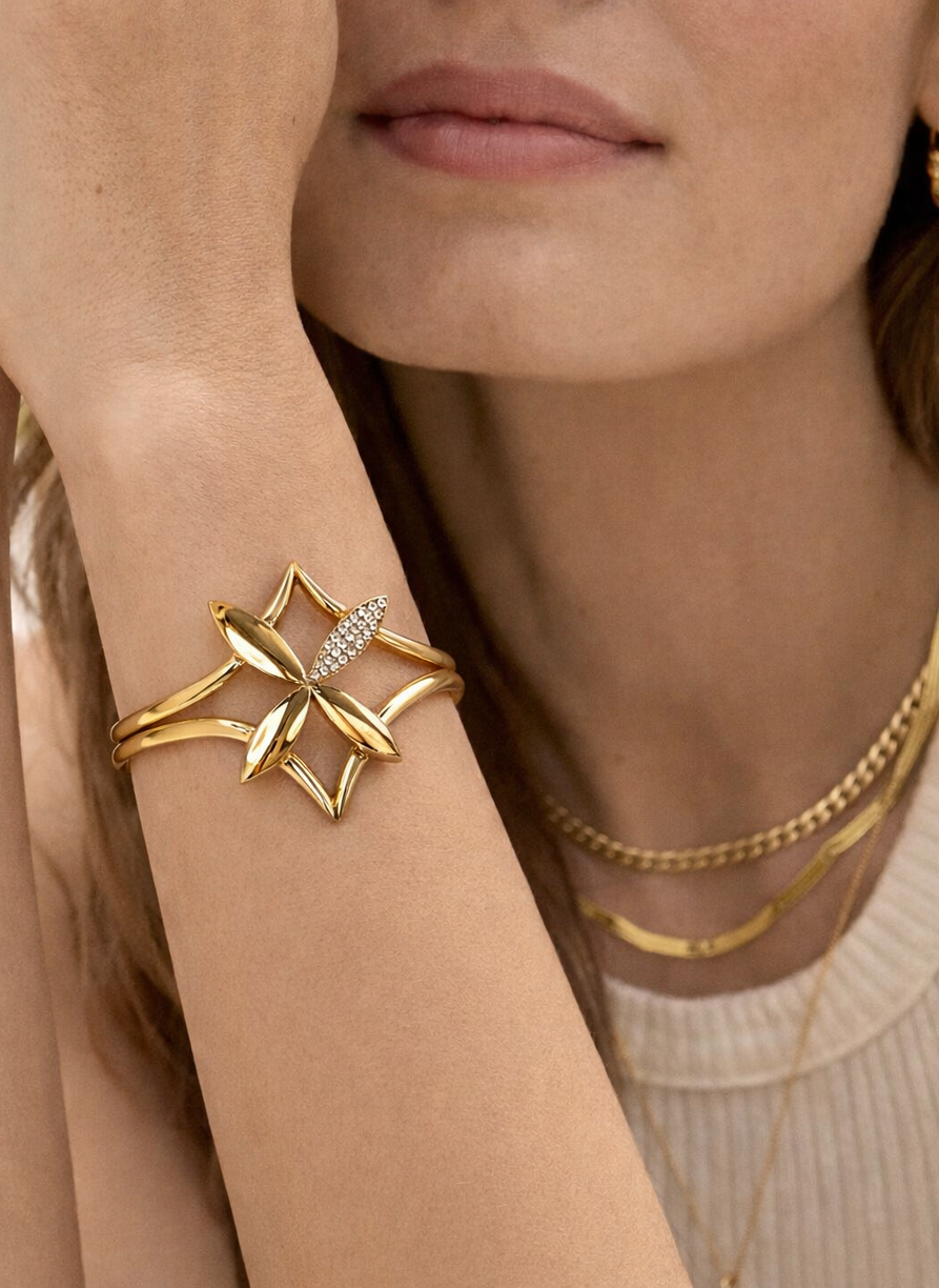 Flower Bracelet | Stainless Steel | 18K Gold Plated