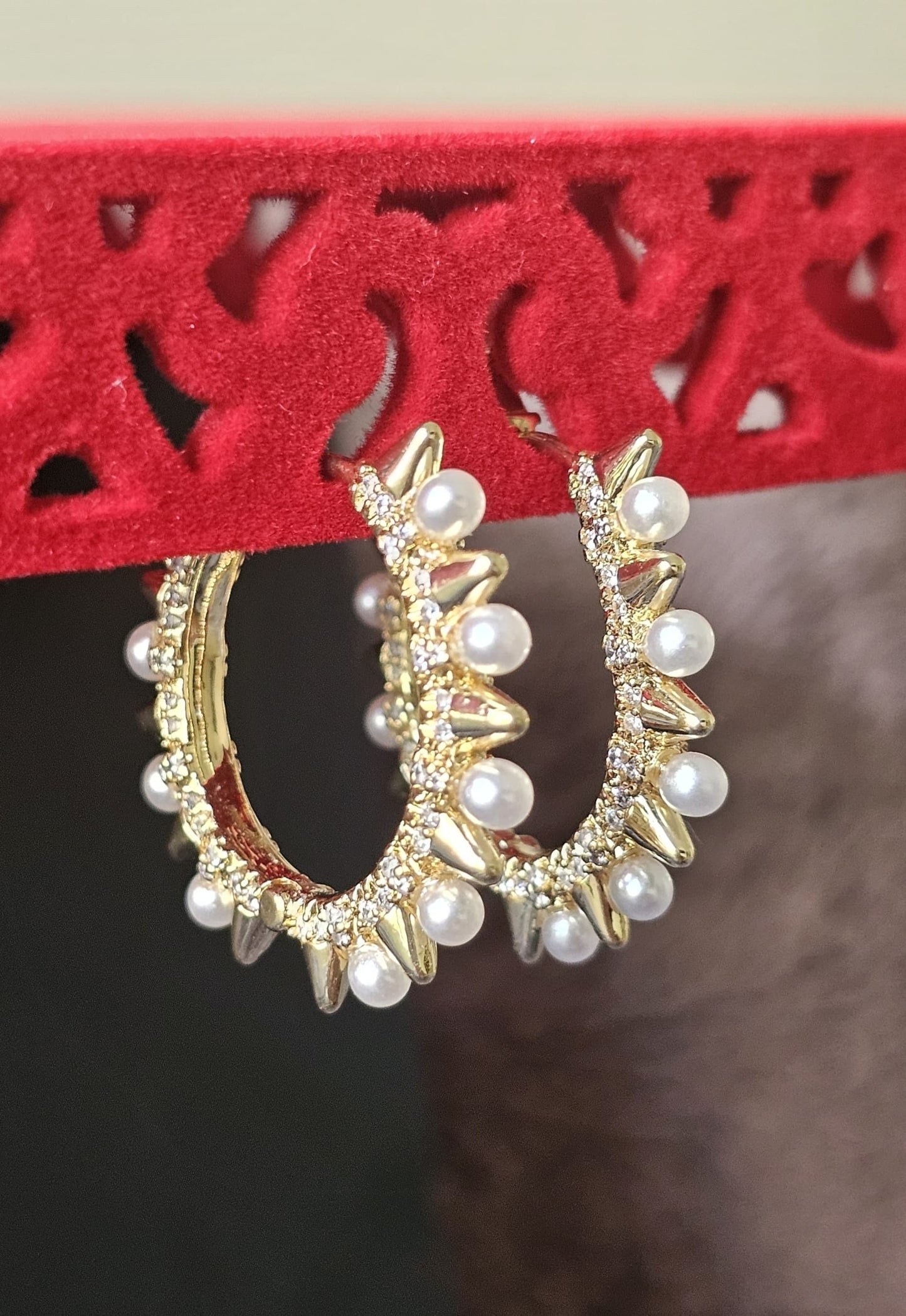 Spike Loop with Pearls Earrings