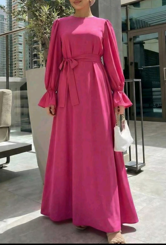 Hot Pink Satin Dress