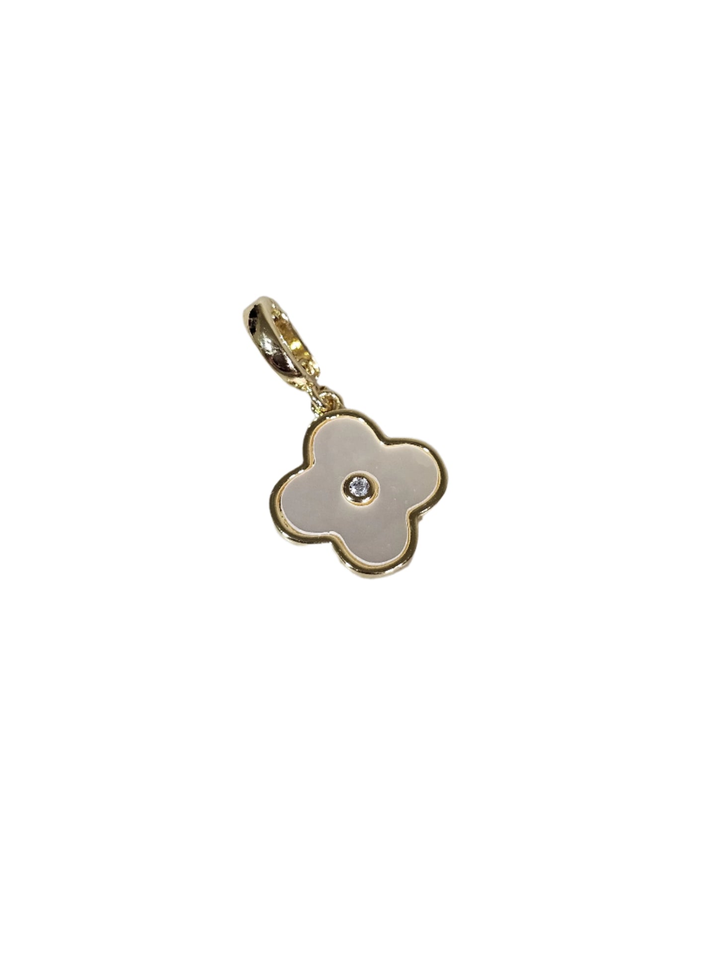 Blush Bloom Charm – Enamel Clover Pendant