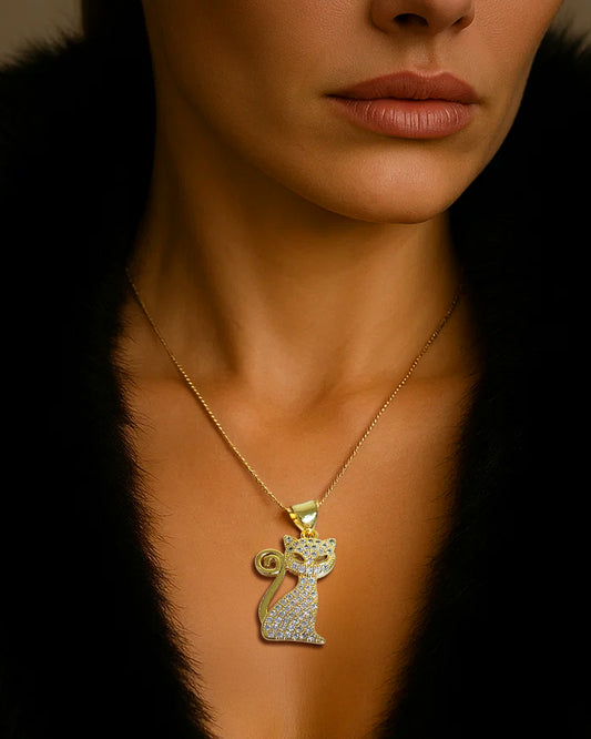 Glamour Paws – Gold Plated Cat Pendant
