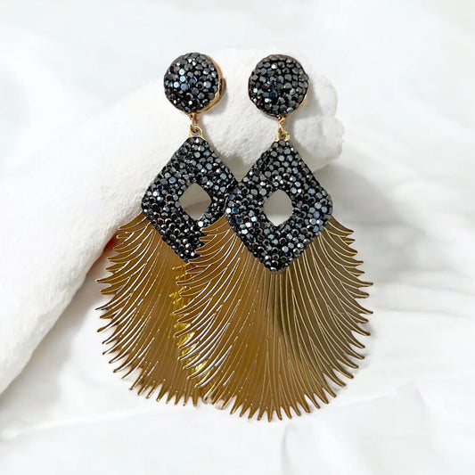 18K Gold/Silver Plated Australian Crystal Turkey Tail Design Earrings