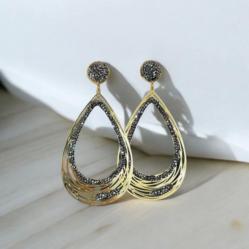 18K Gold/Silver Plated Australian Crystal Tear Drop Design Earrings