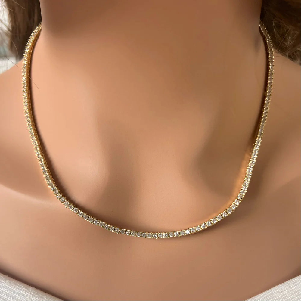 18K Gold/Silver 2MM Tennis Necklace