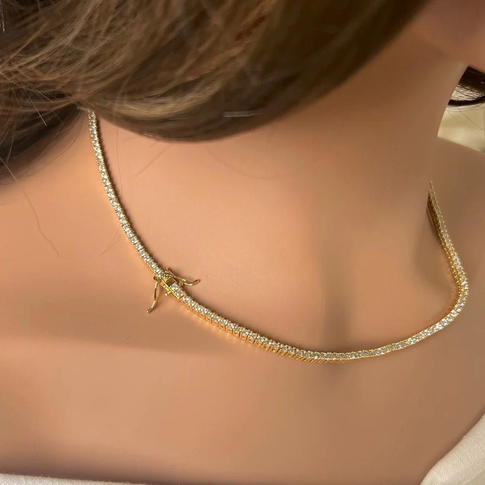 18K Gold/Silver 2MM Tennis Necklace