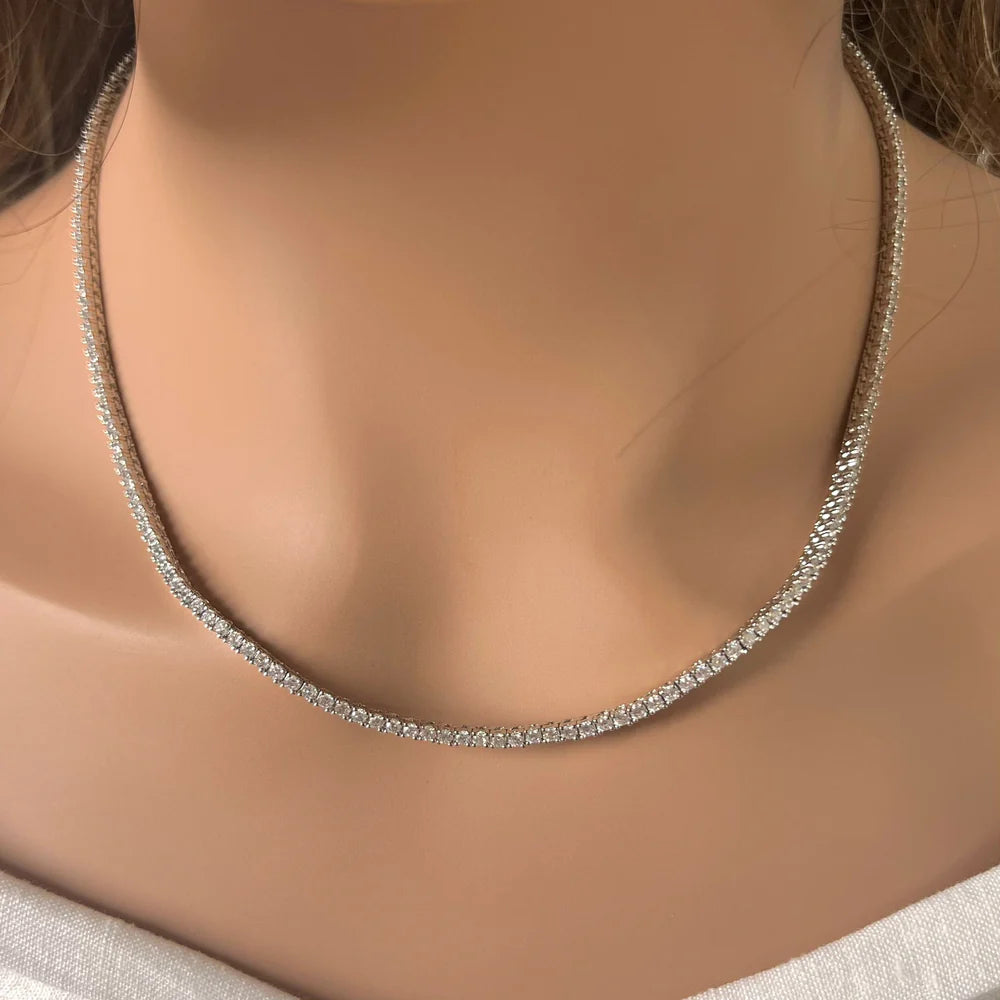 18K Gold/Silver 2MM Tennis Necklace