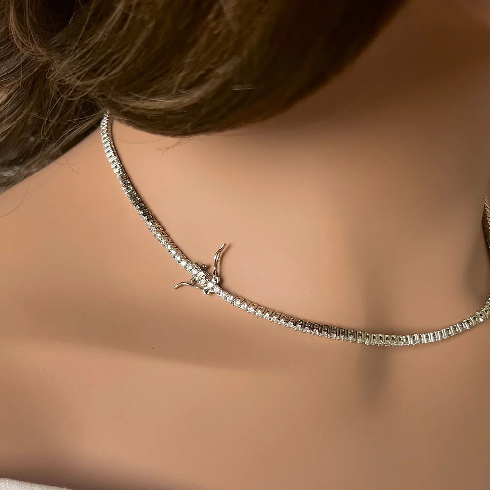 18K Gold/Silver 2MM Tennis Necklace