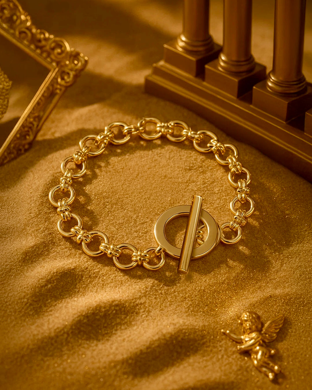Gold Plated Toggle Link Bracelet – Anti-Tarnish, Hypoallergenic, Bold Statement Jewelry by Al Zarif